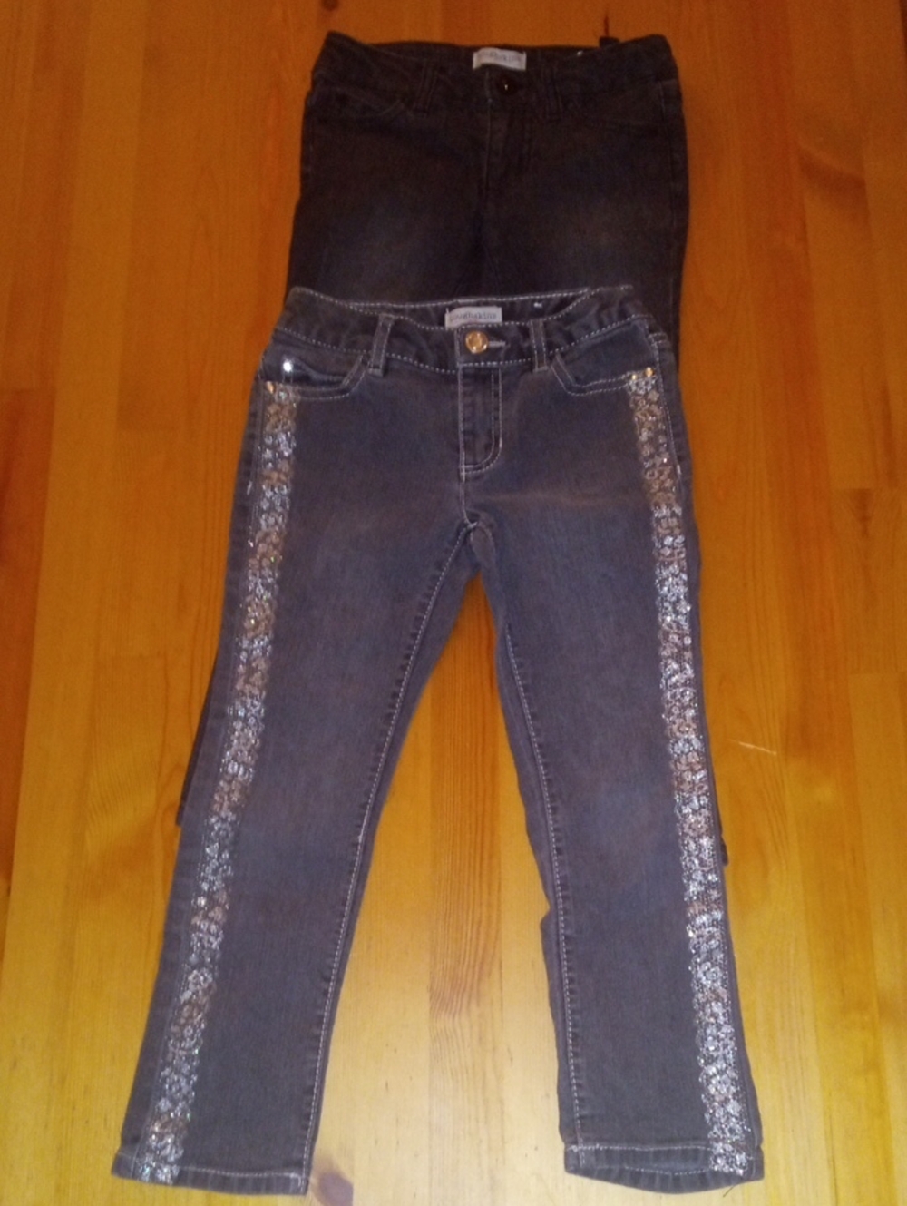 2 Girls Dark Blue Jeans with Sequin Side Trim